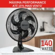 Ventilador de Mesa Essential 140W 40cm 6 Pás 3 Velocidades Preto 220V